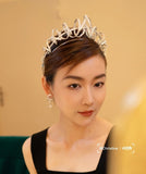 Princess CZ Zircon Crystal Silver Wedding Crowns Tiaras Headpieces