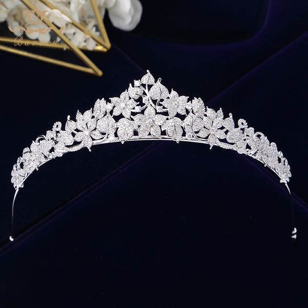 Korean Cubic Zircon Bridal Crowns Tiara Headpieces