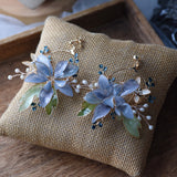 Girls Lovely Blue Flower Party Earring