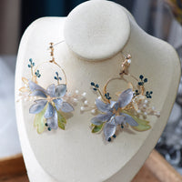 Girls Lovely Blue Flower Party Earring