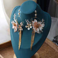 Hanmdade Flower  Long Tassel Girls Earring