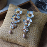 Cute Lake Blue Tassel Rhinestones Girls Earring