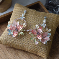 Handmade Peach Pink Flower Girls Earring（复制）