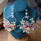 Handmade Peach Pink Flower Girls Earring（复制）