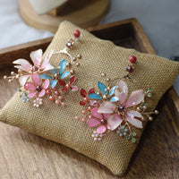 Enthnic Flower Rhinestones Woman Earring