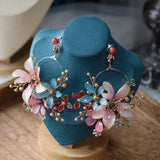 Enthnic Flower Rhinestones Woman Earring