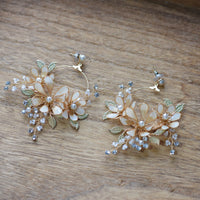 Elegant Champagne Leaves Flower Girls Earring