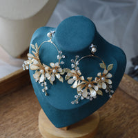 Elegant Champagne Leaves Flower Girls Earring