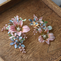 Handmade Peach Pink Flower Girls Earring（复制）