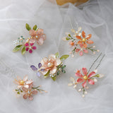 Vintage Beadings Resin Flower Leaves Brides Hairpins