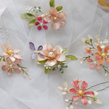 Vintage Beadings Resin Flower Leaves Brides Hairpins