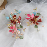 Bright Handmade Brides Barrttes with Earring