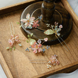 Vintage Beadings Resin Flower Headdress Leaves Brides Hairpins