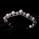 Pretty Silver Pearls&Zircon Bridal Crowns Tiaras