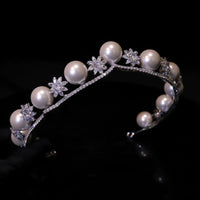 Pretty Silver Pearls&Zircon Bridal Crowns Tiaras