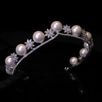 Pretty Silver Pearls&Zircon Bridal Crowns Tiaras