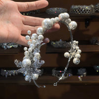 Pretty Silver Pearls&Zircon Bridal Crowns Tiaras