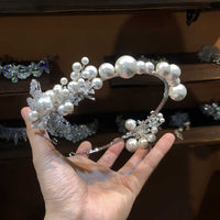 Pretty Silver Pearls&Zircon Bridal Crowns Tiaras