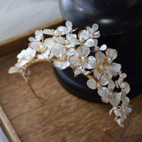 Baroque Oversize Beige Flower Wedding Tiaras Headpieces