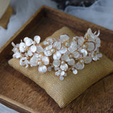 Baroque Oversize Beige Flower Wedding Tiaras Headpieces