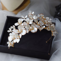 Baroque Oversize Beige Flower Wedding Tiaras Headpieces