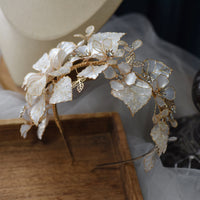 Romantic Oversize Beige Flower Wedding Tiaras Headpieces