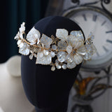 Romantic Oversize Beige Flower Wedding Tiaras Headpieces