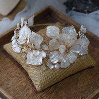 Romantic Oversize Beige Flower Wedding Tiaras Headpieces