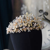 Champagne Lace&Beadings Wedding Tiaras Headpieces