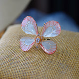 Cute Pink Butterfly Girls Cocktail Ring