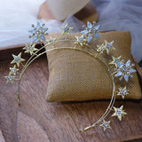 European Star Tiaras Headbands with Earring Bridal Hairbands