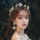 European Star Tiaras Headbands with Earring Bridal Hairbands