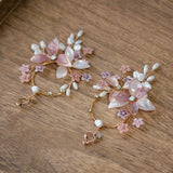 Gorgeous Handmade Pinky Flowers Barrettes set Headwear with Earring