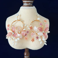 Gorgeous Handmade Pinky Flowers Barrettes set Headwear with Earring