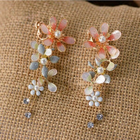 Cute Pinky Leaves Brides Ear clip Evening Earrings