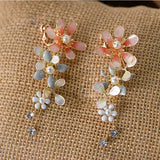 Cute Pinky Leaves Brides Ear clip Evening Earrings