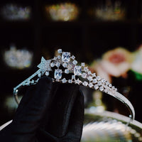 Star  Shape Zircon Crystal Wedding Tiaras Crowns Brides Headpieces