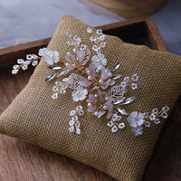 Pinky Rhinestone Resin Flower Wedding Barrettes Headpieces