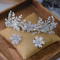 Stunning Silver Crystal Wedding Bridal Tiaras Crowns with Earring