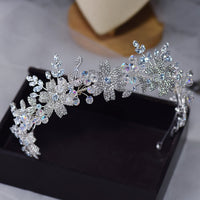 Stunning Silver Crystal Wedding Bridal Tiaras Crowns with Earring