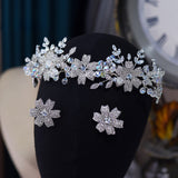 Stunning Silver Crystal Wedding Bridal Tiaras Crowns with Earring