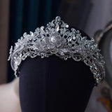 Baroque Silver Pearls Bridal Crowns Tiara Bride Headband