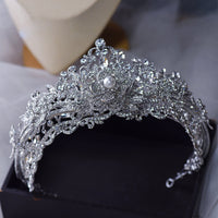 Baroque Silver Pearls Bridal Crowns Tiara Bride Headband