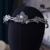 Baroque Silver Pearls Bridal Crowns Tiara Bride Headband