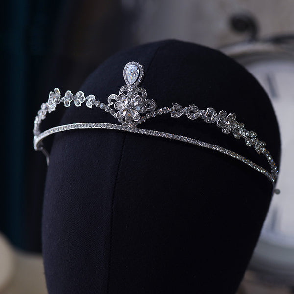 Simple Crystal Wedding Bride Tiara Headpieces