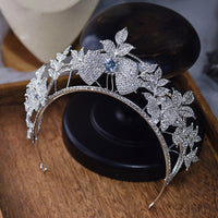 Oversize Blue Rhinestones Bride Tiara Headpieces