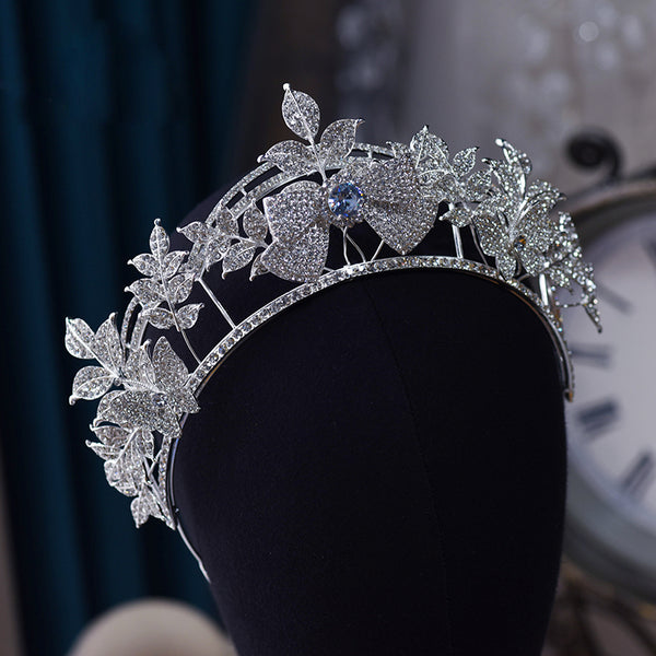 Oversize Blue Rhinestones Bride Tiara Headpieces