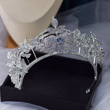 Oversize Blue Rhinestones Bride Tiara Headpieces