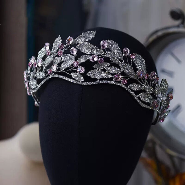 Gorgeous  Pink Crysatl Brides Tiaras Wedding Headpieces