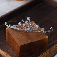 Simple Korean Zircon Crystal Wedding Tiaras Headpieces